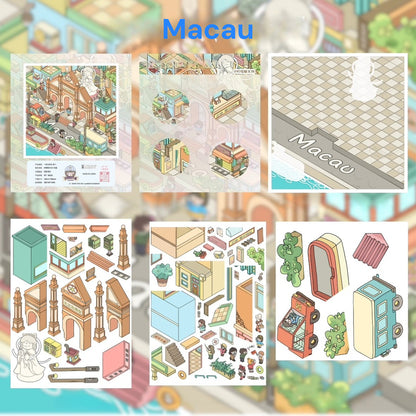 City Trip | Scene Time 16.0 Series, Sticker Scene, 3D Miniature Scene Stickers, Stress-Relief DIY Stickers, Scene-Setting Stickers, DIY Stickers