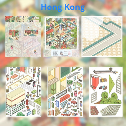 City Trip | Scene Time 16.0 Series, Sticker Scene, 3D Miniature Scene Stickers, Stress-Relief DIY Stickers, Scene-Setting Stickers, DIY Stickers