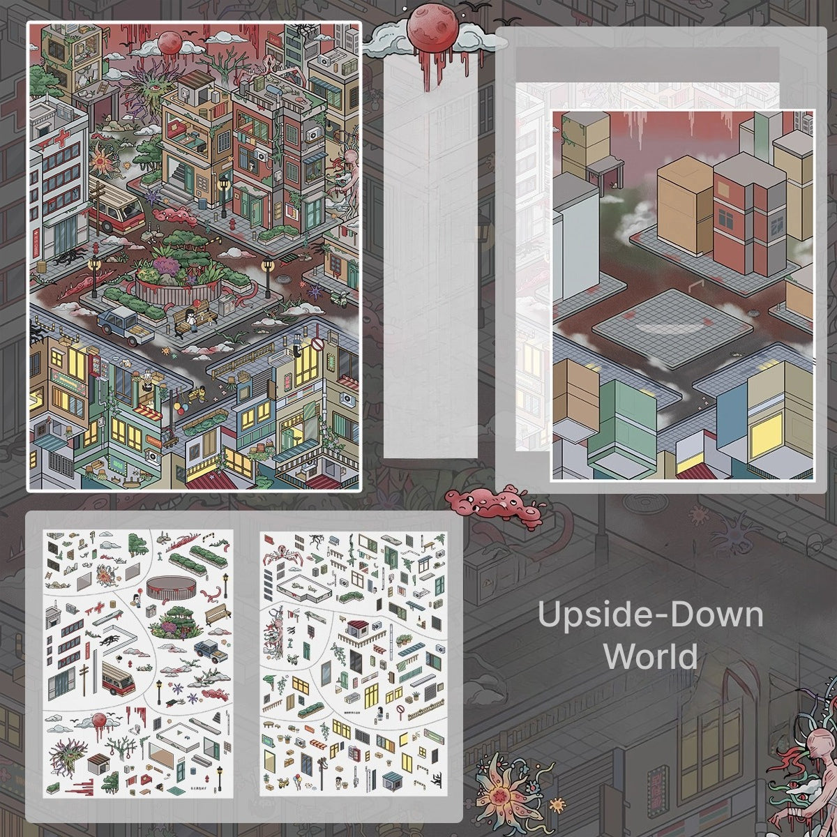 호러 테마 | 씬 월드 12.0 시리즈 | DIY 스티커 장면, 3D 미니어처 장면 스티커, 스트레스 해소 DIY 스티커, 장면 설정 스티커, DIY 스티커