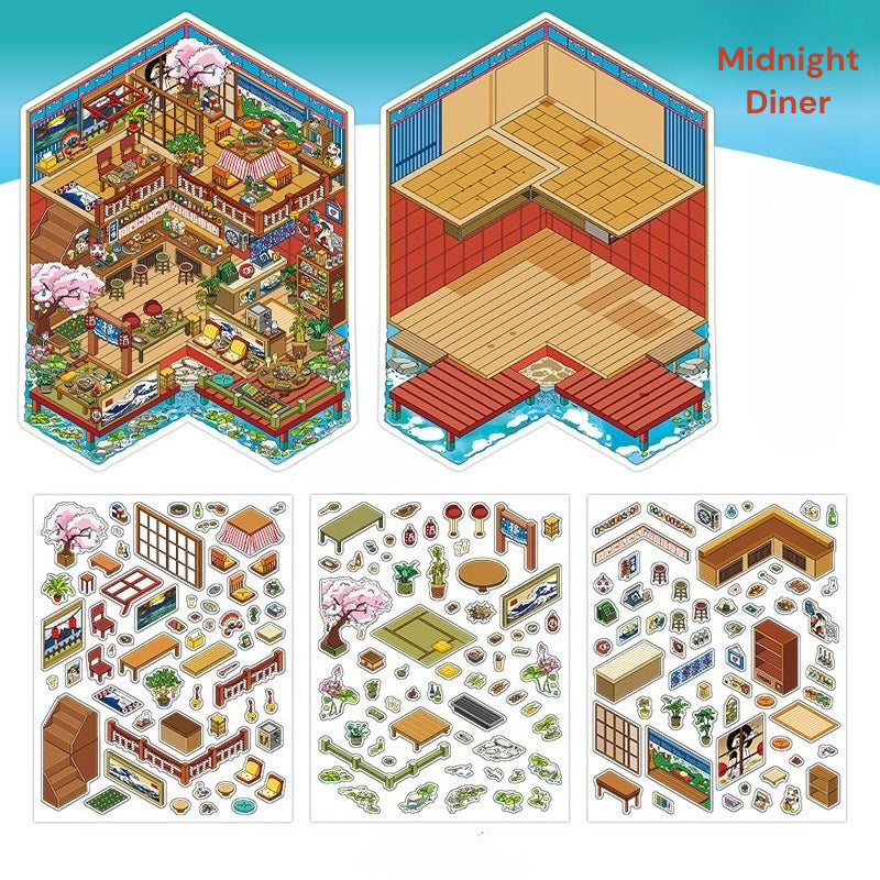 Große Größe | Open Today Serie 16.0 | Sticker-Szene, 3D-Miniatur-Szenen-Sticker, Entspannungs-DIY-Sticker, Szenen-Gestaltung-Sticker, DIY-Sticker