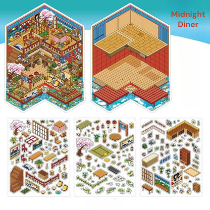 Große Größe | Open Today Serie 16.0 | Sticker-Szene, 3D-Miniatur-Szenen-Sticker, Entspannungs-DIY-Sticker, Szenen-Gestaltung-Sticker, DIY-Sticker