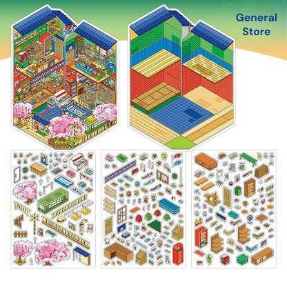 Große Größe | Open Today Serie 16.0 | Sticker-Szene, 3D-Miniatur-Szenen-Sticker, Entspannungs-DIY-Sticker, Szenen-Gestaltung-Sticker, DIY-Sticker