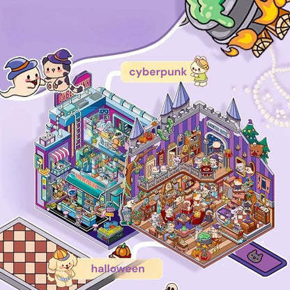 Temat Halloween | Scene World 13.0 Seria | DIY Scena Naklejkowa, 3D Miniatury Scen, Naklejki Antystresowe DIY, Naklejki do Tworzenia Scen, Naklejki DIY