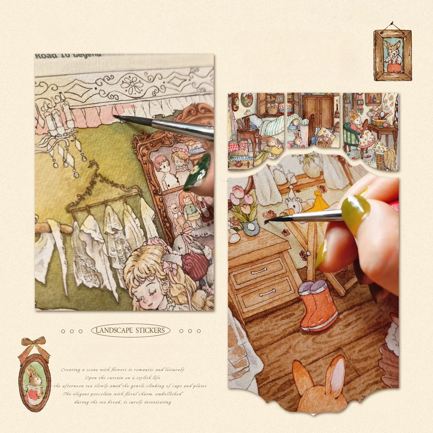 HAND DRAWN WATERCOLOR VOL. 3 | Scene Garden 28.0 Series | Sticker Scene, 3D Miniature Scene Stickers, Stress-Relief DIY Stickers, Scene-Setting Stickers, DIY Stickers