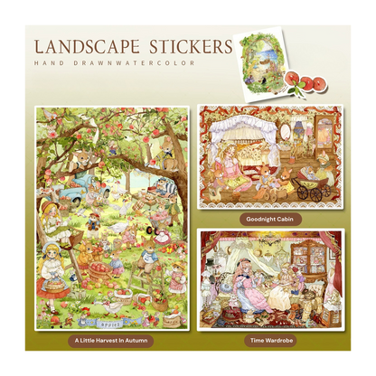 HAND DRAWN WATERCOLOR VOL. 3 | Scene Garden 28.0 Series | Sticker Scene, 3D Miniature Scene Stickers, Stress-Relief DIY Stickers, Scene-Setting Stickers, DIY Stickers