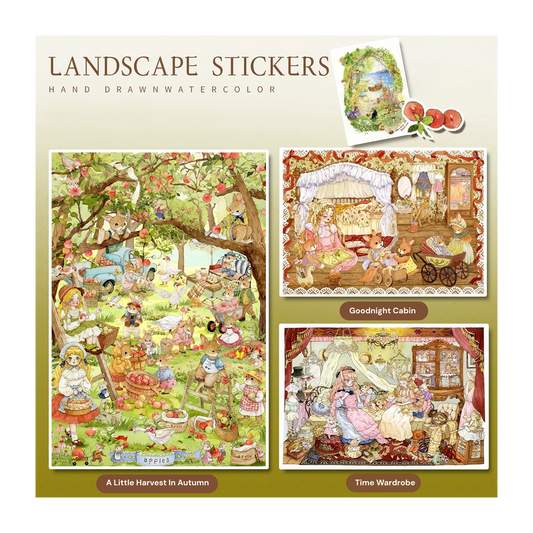 HAND DRAWN WATERCOLOR VOL. 3 | Scene Garden 28.0 Series | Sticker Scene, 3D Miniature Scene Stickers, Stress-Relief DIY Stickers, Scene-Setting Stickers, DIY Stickers