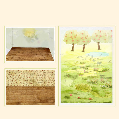 HAND DRAWN WATERCOLOR VOL. 3 | Scene Garden 28.0 Series | Sticker Scene, 3D Miniature Scene Stickers, Stress-Relief DIY Stickers, Scene-Setting Stickers, DIY Stickers