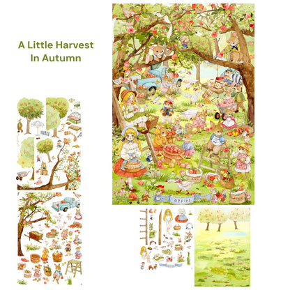 HAND DRAWN WATERCOLOR VOL. 3 | Scene Garden 28.0 Series | Sticker Scene, 3D Miniature Scene Stickers, Stress-Relief DIY Stickers, Scene-Setting Stickers, DIY Stickers