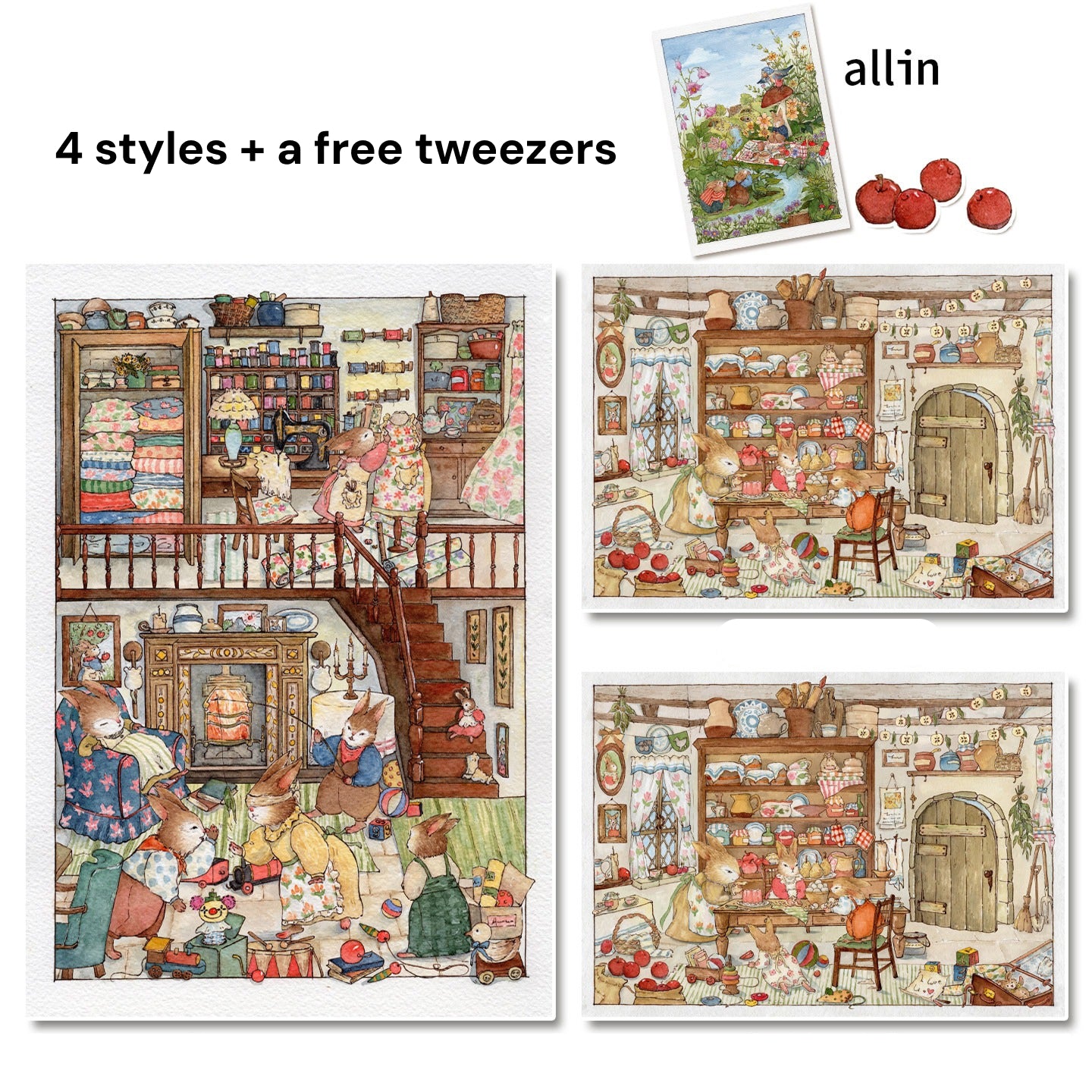 RĘCZNY RYSUNEK AKWARELĄ | Ogród Sceny 16.0 Seria | Naklejki Scen, 3D Miniatury Scen, Naklejki Antystresowe DIY, Naklejki Ustawiające Scenę, Naklejki DIY