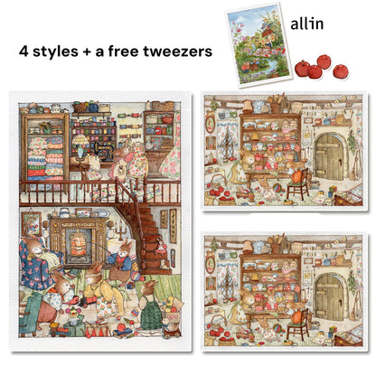 RĘCZNY RYSUNEK AKWARELĄ | Ogród Sceny 16.0 Seria | Naklejki Scen, 3D Miniatury Scen, Naklejki Antystresowe DIY, Naklejki Ustawiające Scenę, Naklejki DIY