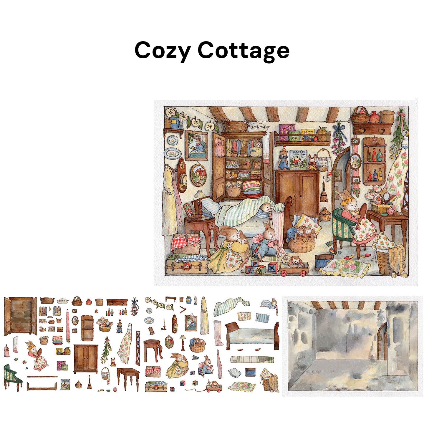 RĘCZNY RYSUNEK AKWARELĄ | Ogród Sceny 16.0 Seria | Naklejki Scen, 3D Miniatury Scen, Naklejki Antystresowe DIY, Naklejki Ustawiające Scenę, Naklejki DIY