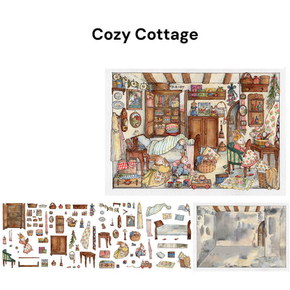 RĘCZNY RYSUNEK AKWARELĄ | Ogród Sceny 16.0 Seria | Naklejki Scen, 3D Miniatury Scen, Naklejki Antystresowe DIY, Naklejki Ustawiające Scenę, Naklejki DIY