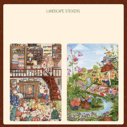 RĘCZNY RYSUNEK AKWARELĄ | Ogród Sceny 16.0 Seria | Naklejki Scen, 3D Miniatury Scen, Naklejki Antystresowe DIY, Naklejki Ustawiające Scenę, Naklejki DIY