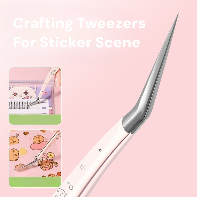High-precision Craft Tweezers for Scene Stickers, Designed for Effortless Grip and included with a Protective Leather Sleeve -YYBB ART