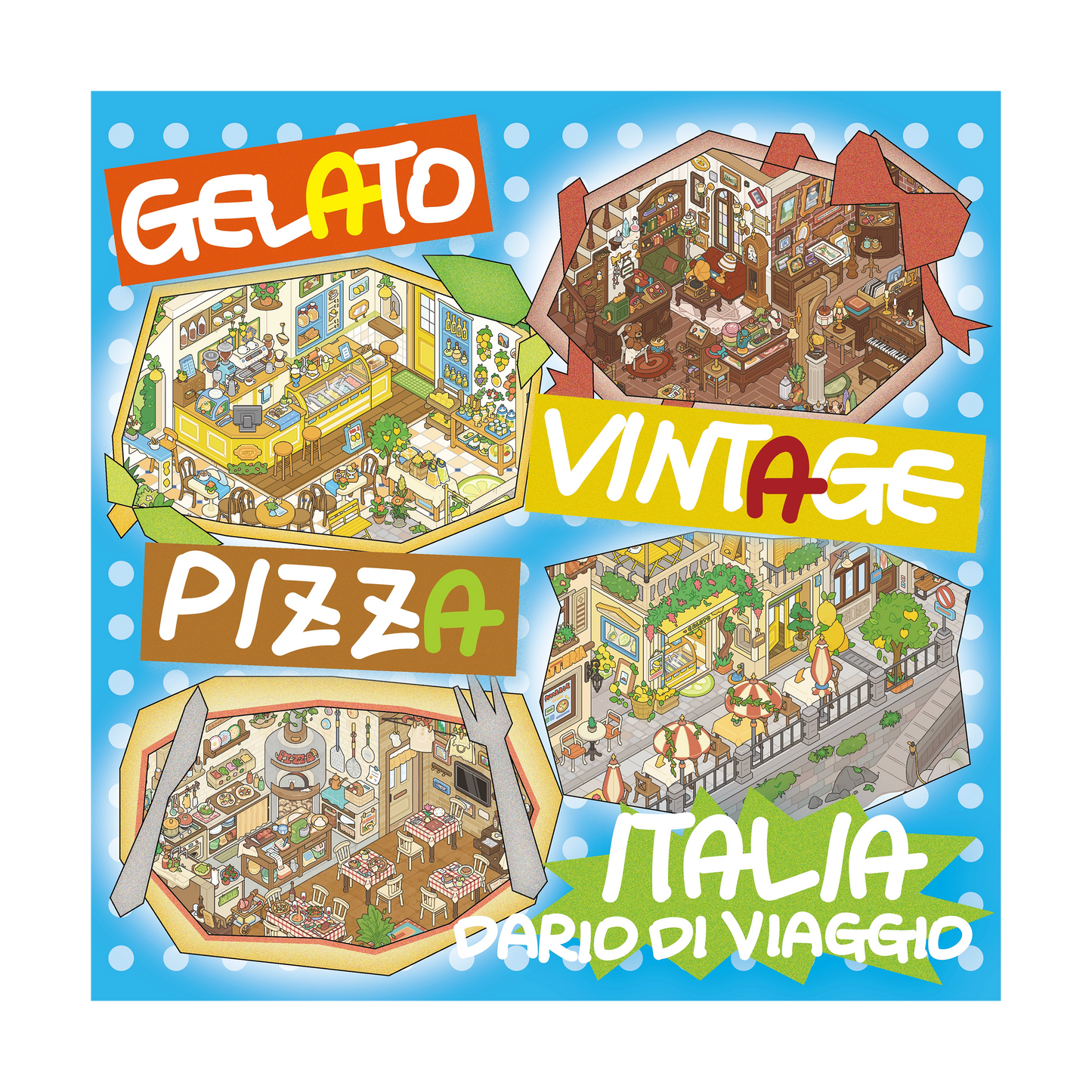 ITALIEN Thema | Pocket Scene Serie 22.0 | Sticker Szene, 3D Miniatur-Szenen-Sticker, Stressabbau DIY Sticker, Szenen-gestaltende Sticker, DIY Sticker