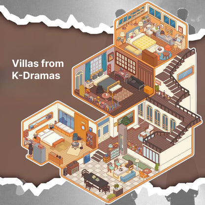 Motyw K-dramy | Seria Magia Sceny 13.0 | Sceneria naklejkowa, Naklejki z miniaturowymi scenami 3D, Naklejki DIY odstresowujące, Naklejki do tworzenia scenerii