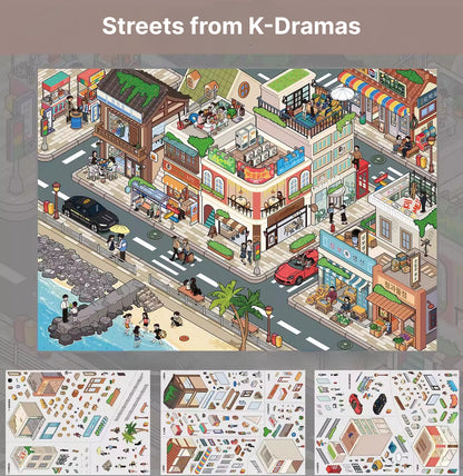 Motyw K-dramy | Seria Magia Sceny 13.0 | Sceneria naklejkowa, Naklejki z miniaturowymi scenami 3D, Naklejki DIY odstresowujące, Naklejki do tworzenia scenerii