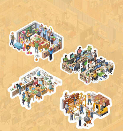 Büyük Boyut | Mimarlık Stüdyosu | Scene More 14.0 Serisi, Etiketli Sahne, 3D Minyatür Sahne Çıkartmaları, Stres Azaltıcı DIY Çıkartmaları, Sahne Kurma Çıkartmaları, DIY Çıkartmaları