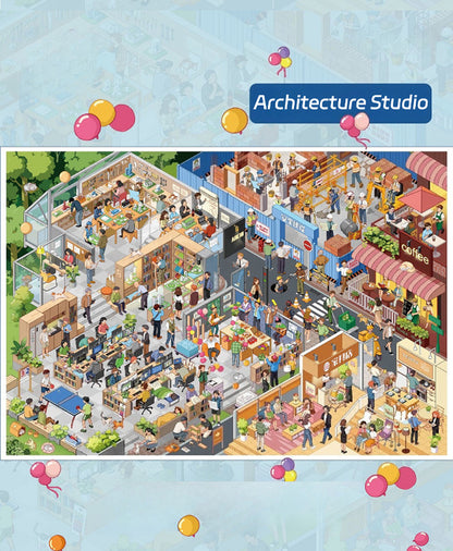 Büyük Boyut | Mimarlık Stüdyosu | Scene More 14.0 Serisi, Etiketli Sahne, 3D Minyatür Sahne Çıkartmaları, Stres Azaltıcı DIY Çıkartmaları, Sahne Kurma Çıkartmaları, DIY Çıkartmaları