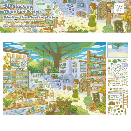 Lay Rest to the Fleeting Life | Big Size | Scene Garden 29.0 Series | Sticker Scene, 3D Miniature Scene Stickers, Stress-Relief DIY Stickers, Scene-Setting Stickers, DIY Stickers