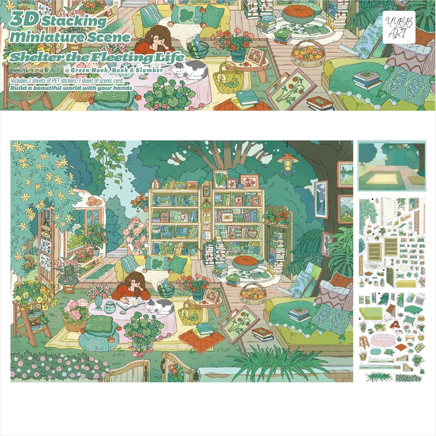 Lay Rest to the Fleeting Life | Big Size | Scene Garden 29.0 Series | Sticker Scene, 3D Miniature Scene Stickers, Stress-Relief DIY Stickers, Scene-Setting Stickers, DIY Stickers