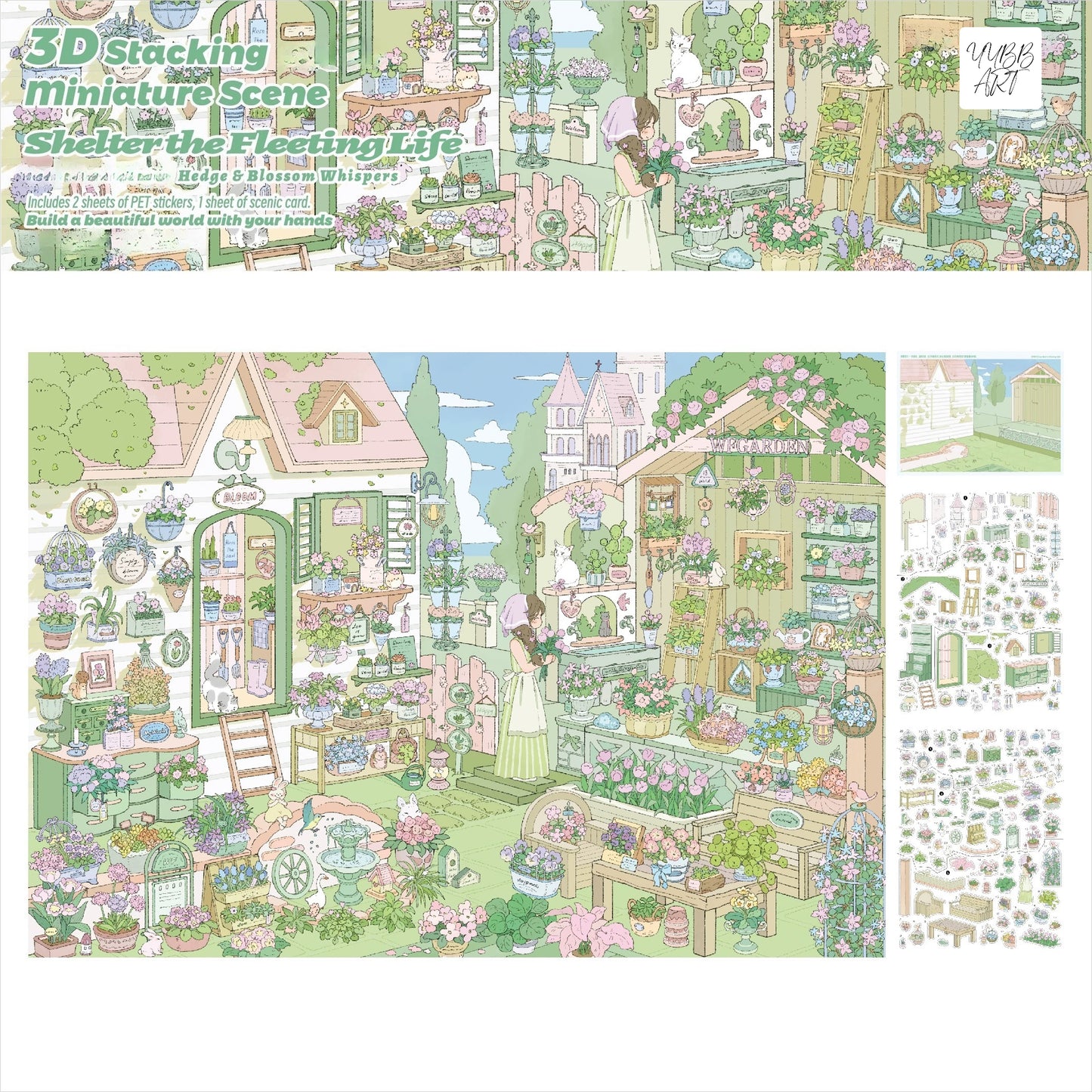 Lay Rest to the Fleeting Life | Big Size | Scene Garden 29.0 Series | Sticker Scene, 3D Miniature Scene Stickers, Stress-Relief DIY Stickers, Scene-Setting Stickers, DIY Stickers