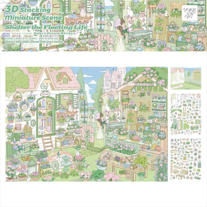 Lay Rest to the Fleeting Life | Big Size | Scene Garden 29.0 Series | Sticker Scene, 3D Miniature Scene Stickers, Stress-Relief DIY Stickers, Scene-Setting Stickers, DIY Stickers