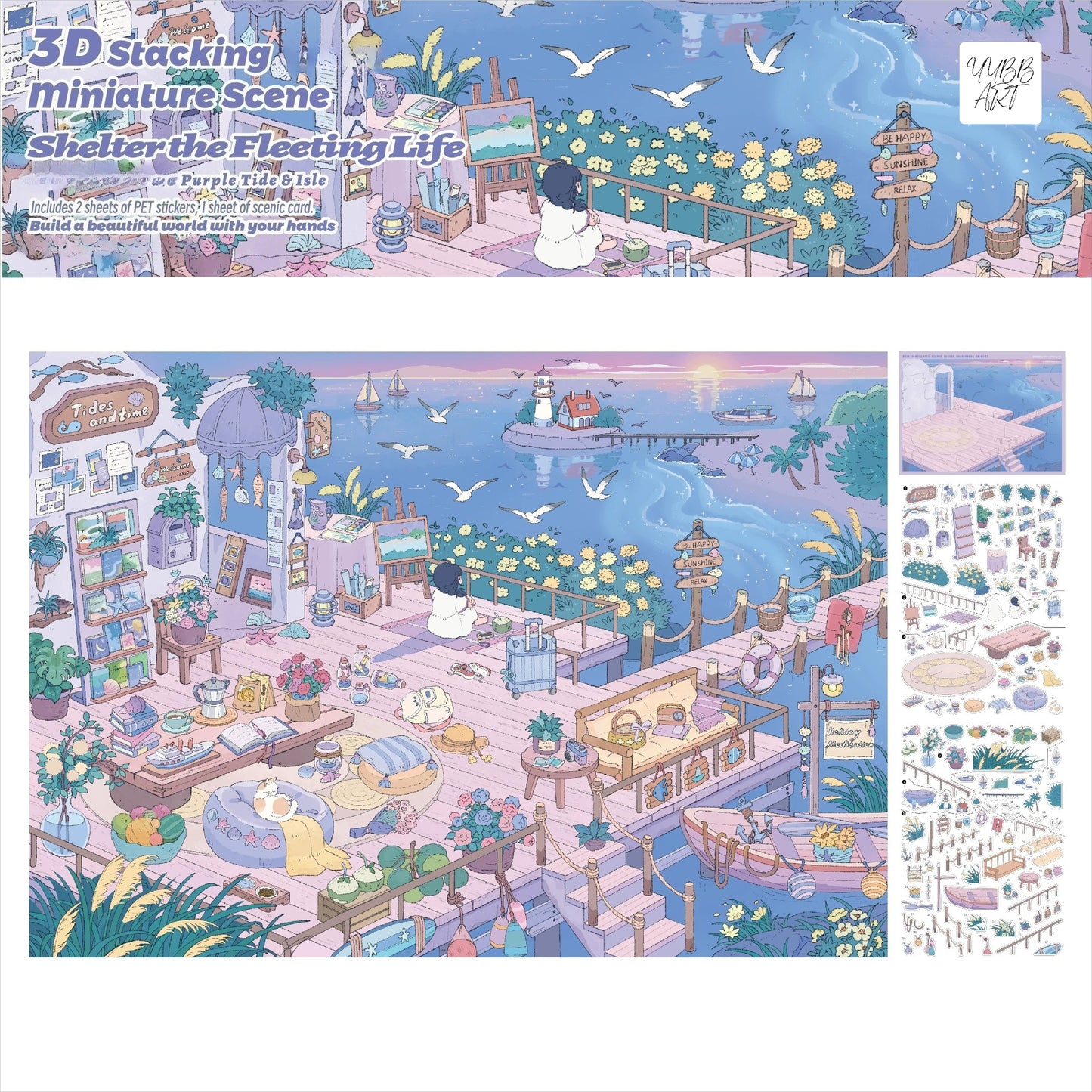 Lay Rest to the Fleeting Life | Big Size | Scene Garden 29.0 Series | Sticker Scene, 3D Miniature Scene Stickers, Stress-Relief DIY Stickers, Scene-Setting Stickers, DIY Stickers