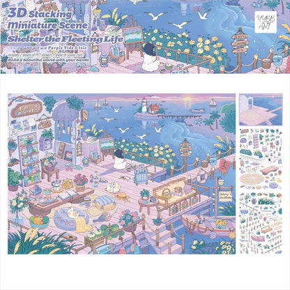 Lay Rest to the Fleeting Life | Big Size | Scene Garden 29.0 Series | Sticker Scene, 3D Miniature Scene Stickers, Stress-Relief DIY Stickers, Scene-Setting Stickers, DIY Stickers