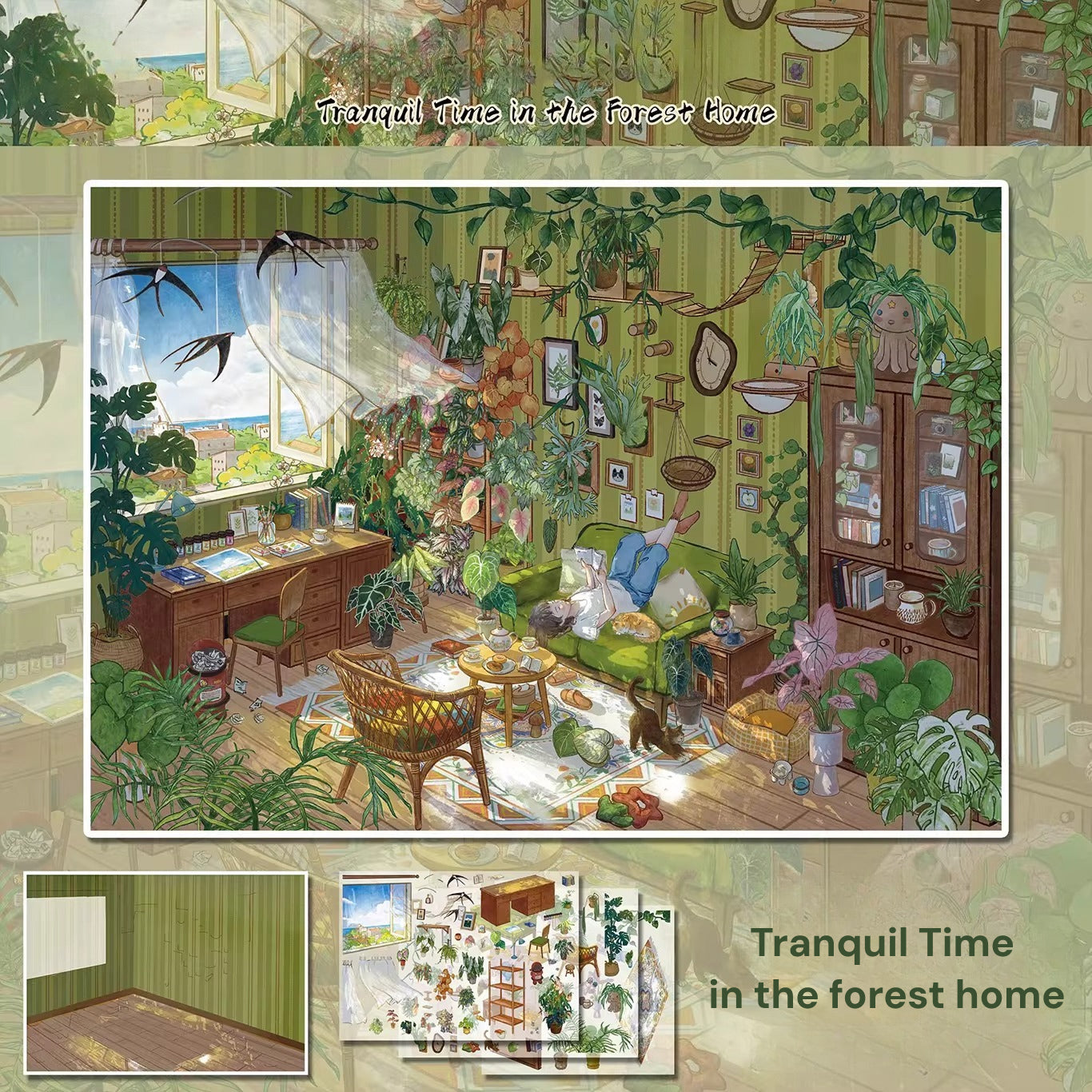 Leisurely Time | Scene Garden 24.0 Series | Sticker Scene, 3D Miniature Scene Stickers, Stress-Relief DIY Stickers, Scene-Setting Stickers, DIY Stickers