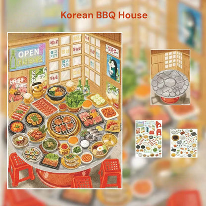 Let's Eat Together | Pocket Scene Series 24.0 | Sticker Scene, 3D Miniature Scene Stickers, Stress-Relief DIY Stickers, Scene-Setting Stickers, DIY Stickers
