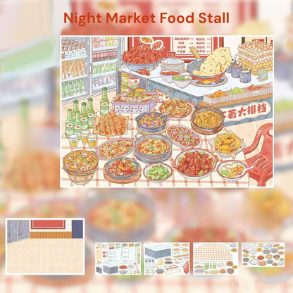 Let's Eat Together | Pocket Scene Series 24.0 | Sticker Scene, 3D Miniature Scene Stickers, Stress-Relief DIY Stickers, Scene-Setting Stickers, DIY Stickers