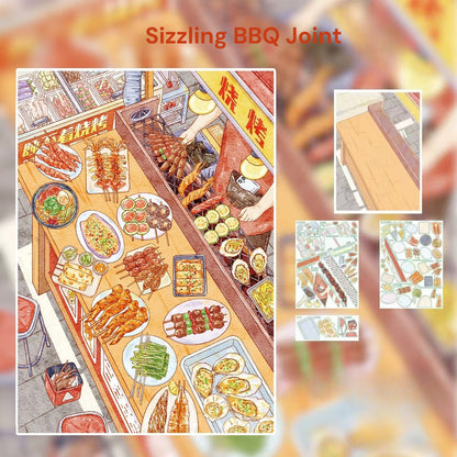 Let's Eat Together | Pocket Scene Series 24.0 | Sticker Scene, 3D Miniature Scene Stickers, Stress-Relief DIY Stickers, Scene-Setting Stickers, DIY Stickers