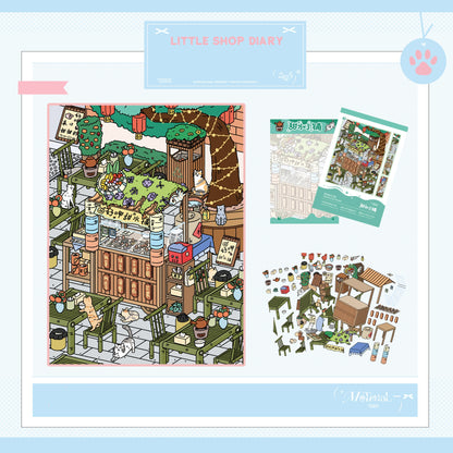 Petit Journal de la Boutique | Série Jardin Scénique 14.0 | Autocollants de Scène, Autocollants 3D Miniatures, Autocollants DIY Anti-Stress, Autocollants de Mise en Scène, Autocollants DIY