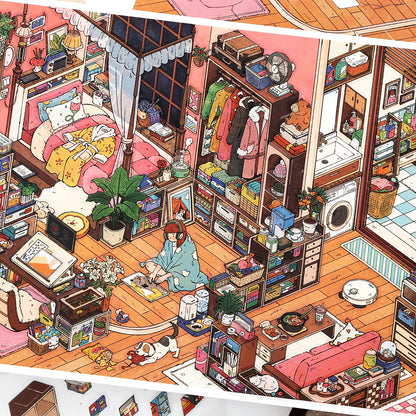 My Little House 12.0 | Sticker Scene, 3D Miniature Scene Stickers, Stress-Relief DIY Stickers, Scene-Setting Stickers, DIY Stickers