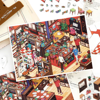 My Little House 12.0 | Sticker Scene, 3D Miniature Scene Stickers, Stress-Relief DIY Stickers, Scene-Setting Stickers, DIY Stickers
