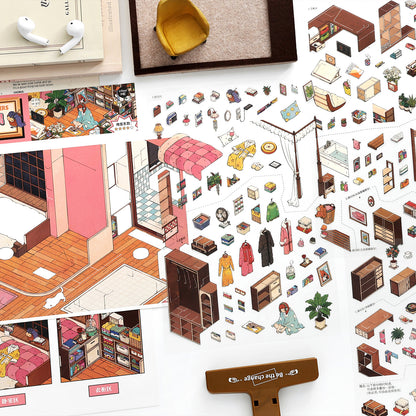 My Little House 12.0 | Sticker Scene, 3D Miniature Scene Stickers, Stress-Relief DIY Stickers, Scene-Setting Stickers, DIY Stickers