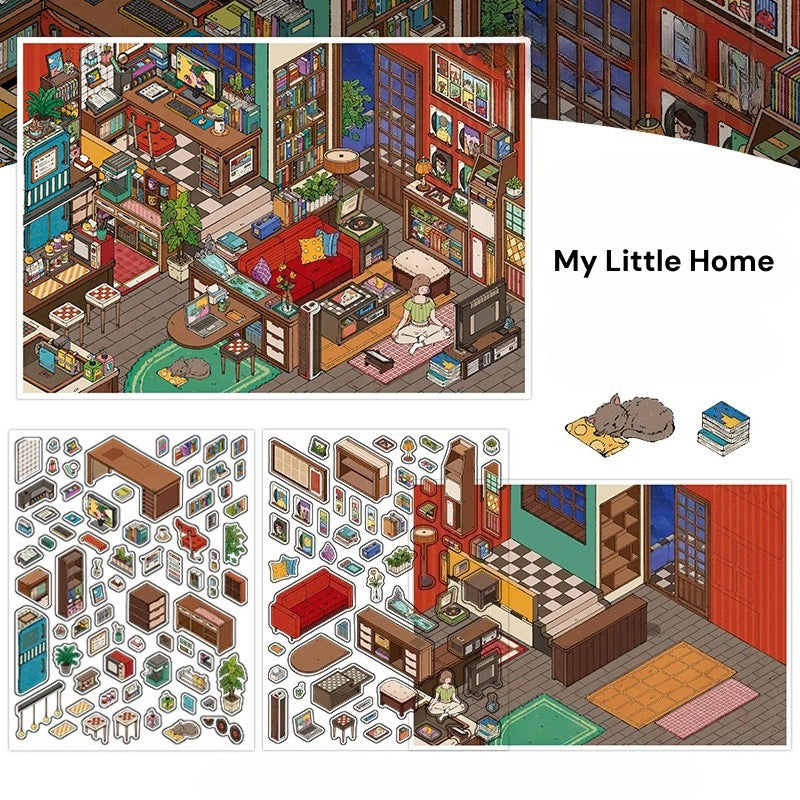 My Little House 12.0 | Sticker Scene, 3D Miniature Scene Stickers, Stress-Relief DIY Stickers, Scene-Setting Stickers, DIY Stickers