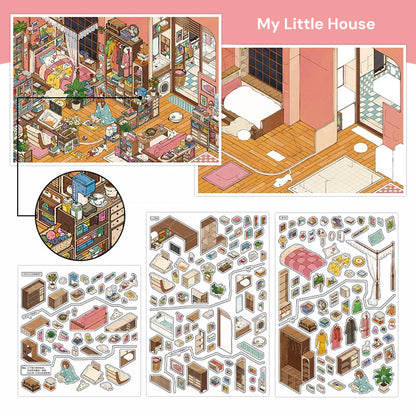 My Little House 12.0 | Sticker Scene, 3D Miniature Scene Stickers, Stress-Relief DIY Stickers, Scene-Setting Stickers, DIY Stickers