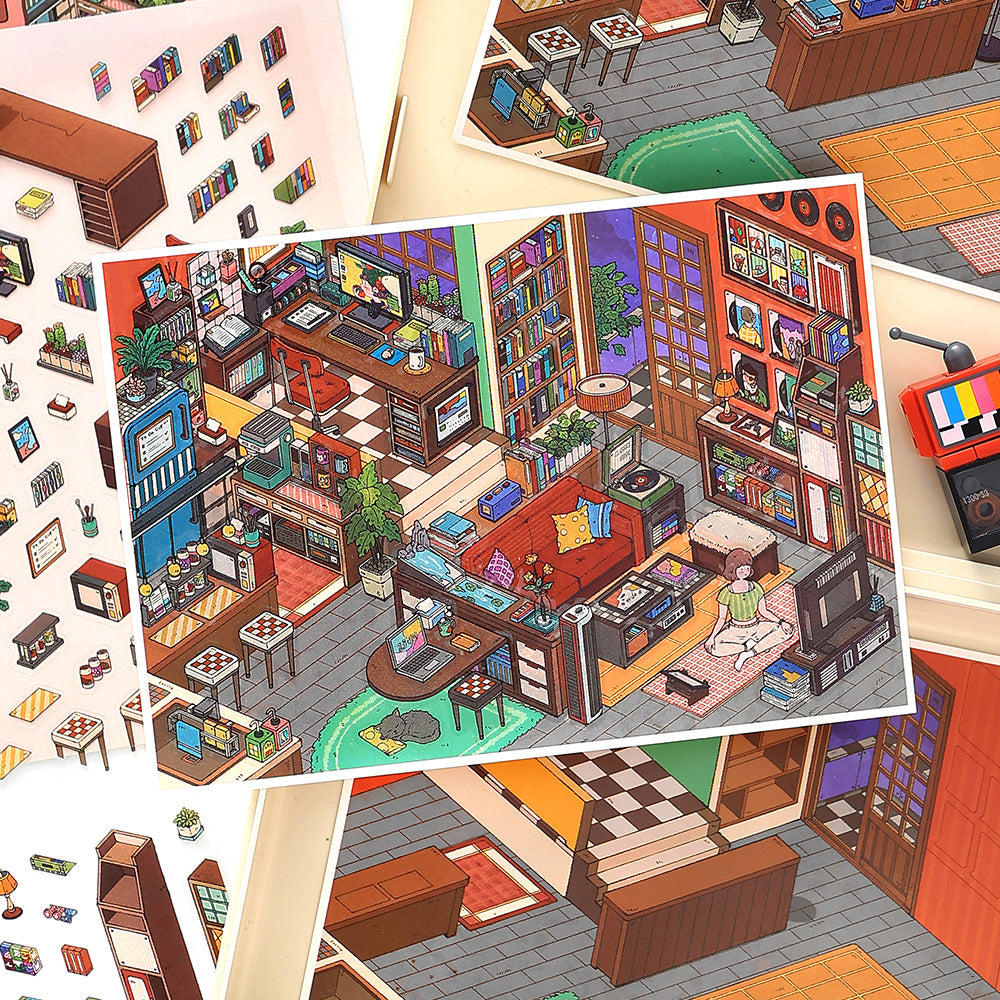 My Little House 12.0 | Sticker Scene, 3D Miniature Scene Stickers, Stress-Relief DIY Stickers, Scene-Setting Stickers, DIY Stickers