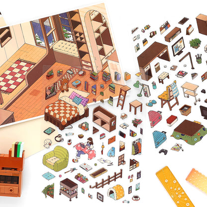 My Little House 12.0 | Sticker Scene, 3D Miniature Scene Stickers, Stress-Relief DIY Stickers, Scene-Setting Stickers, DIY Stickers