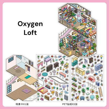 My Little House 4.0 | ステッカーシーン、3Dミニチュアシーンステッカー、ストレス解消DIYステッカー、シーン設定ステッカー、DIYステッカー