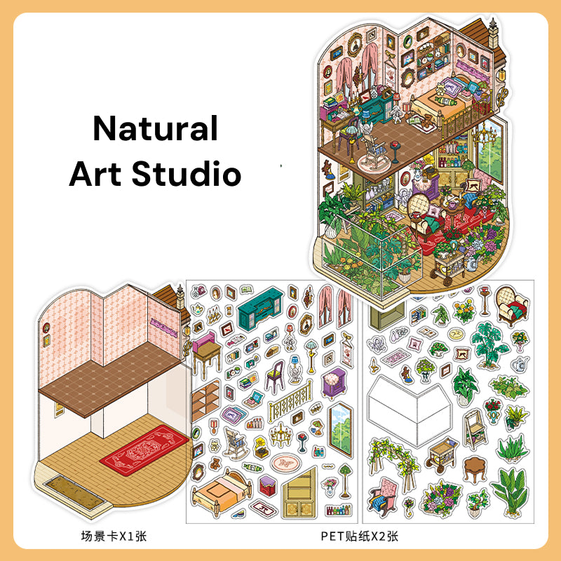 My Little House 4.0 | ステッカーシーン、3Dミニチュアシーンステッカー、ストレス解消DIYステッカー、シーン設定ステッカー、DIYステッカー