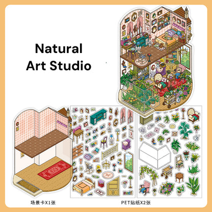 My Little House 4.0 | ステッカーシーン、3Dミニチュアシーンステッカー、ストレス解消DIYステッカー、シーン設定ステッカー、DIYステッカー