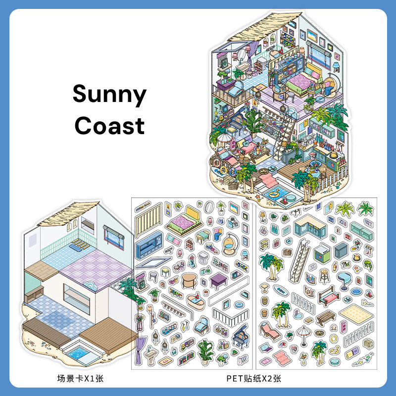 My Little House 4.0 | ステッカーシーン、3Dミニチュアシーンステッカー、ストレス解消DIYステッカー、シーン設定ステッカー、DIYステッカー