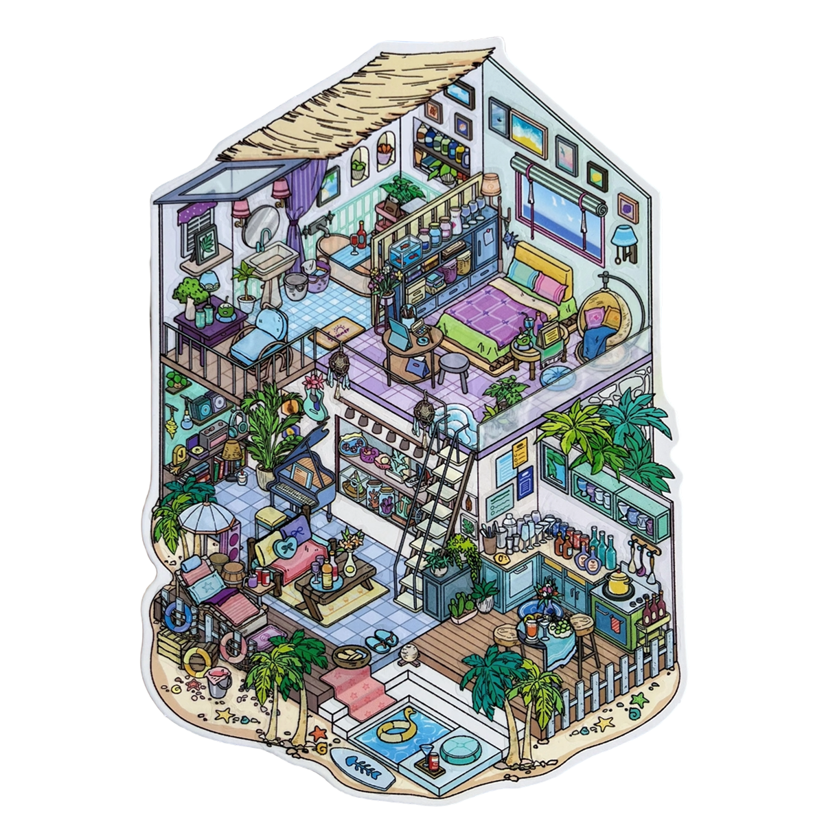 My Little House 4.0 | ステッカーシーン、3Dミニチュアシーンステッカー、ストレス解消DIYステッカー、シーン設定ステッカー、DIYステッカー