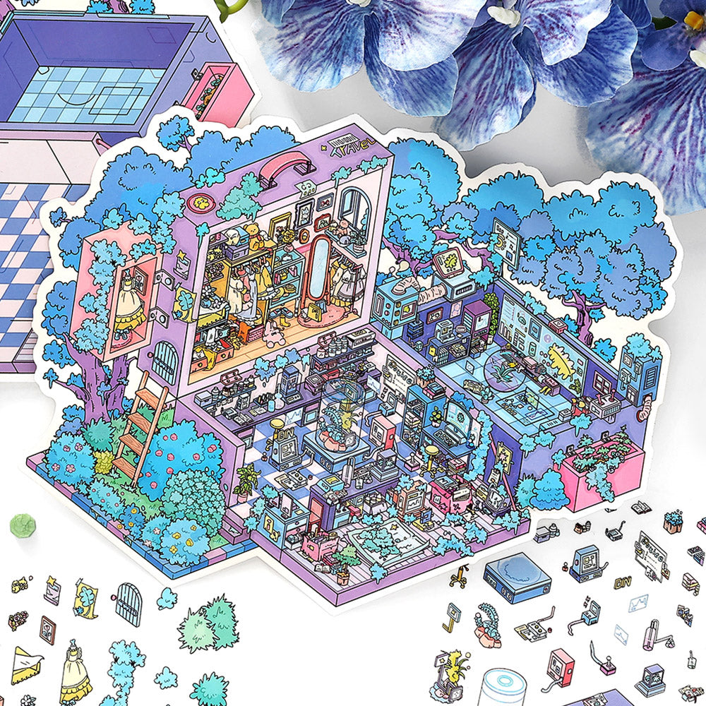 Moje Małe Domki 8.0 | Naklejki Scen, 3D Miniatury Scen, Naklejki DIY do Zmniejszania Stresu, Naklejki do Tworzenia Scen, Naklejki DIY