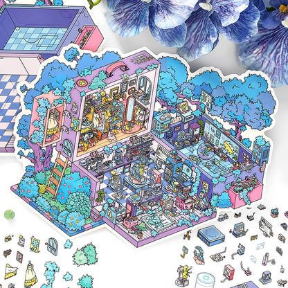 Moje Małe Domki 8.0 | Naklejki Scen, 3D Miniatury Scen, Naklejki DIY do Zmniejszania Stresu, Naklejki do Tworzenia Scen, Naklejki DIY