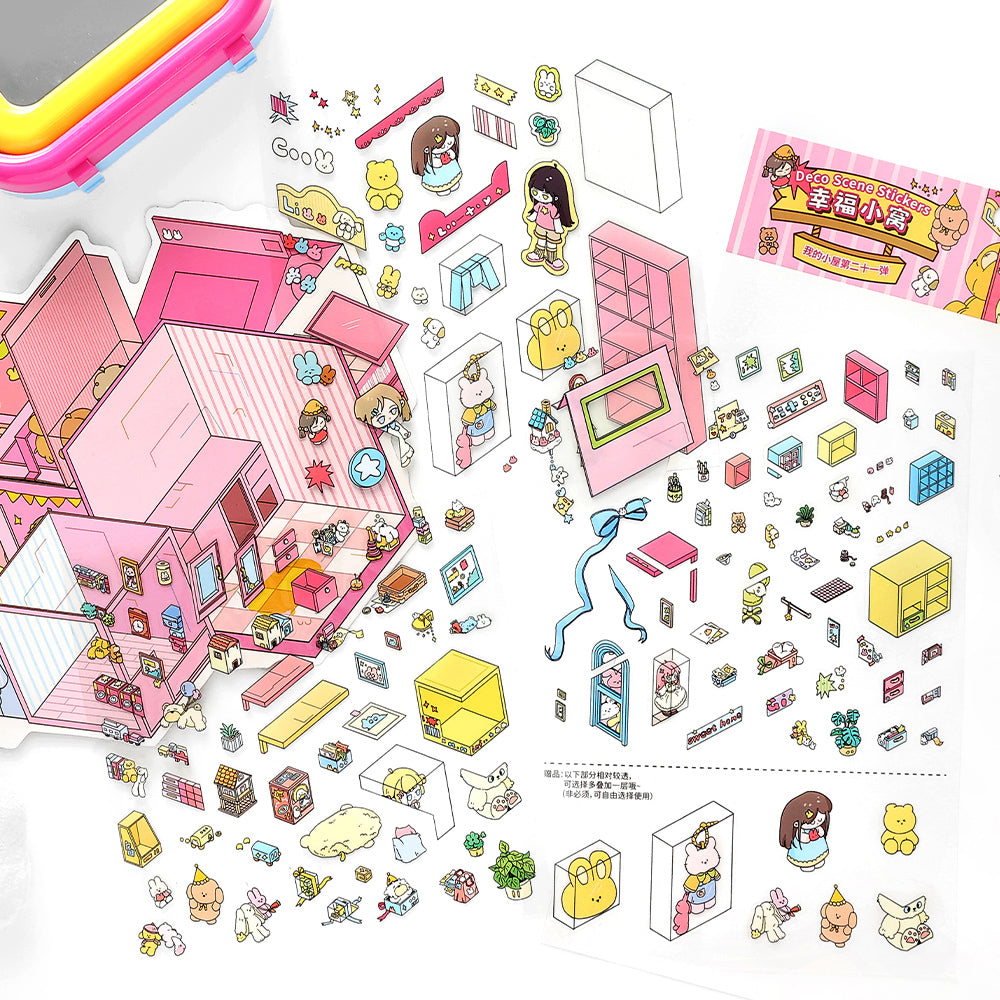 Moje Małe Domki 8.0 | Naklejki Scen, 3D Miniatury Scen, Naklejki DIY do Zmniejszania Stresu, Naklejki do Tworzenia Scen, Naklejki DIY