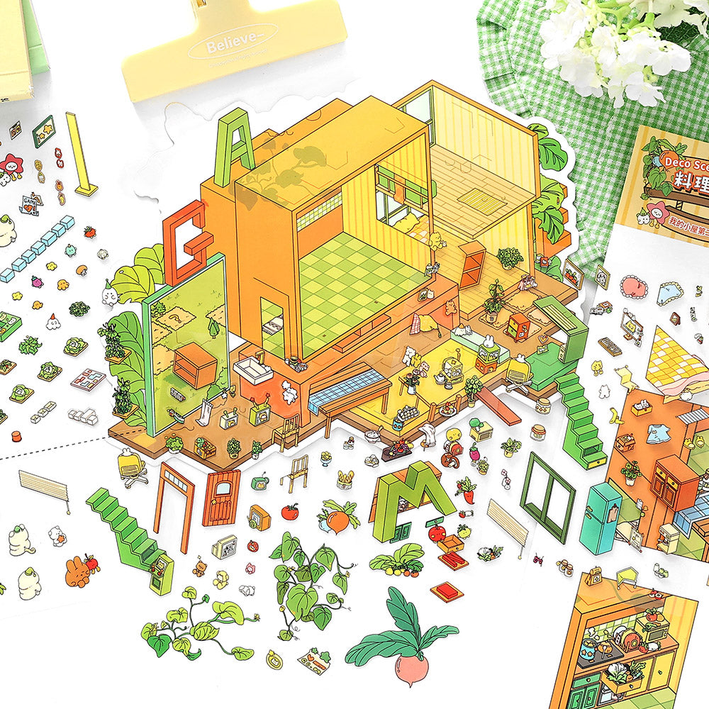 Moje Małe Domki 8.0 | Naklejki Scen, 3D Miniatury Scen, Naklejki DIY do Zmniejszania Stresu, Naklejki do Tworzenia Scen, Naklejki DIY